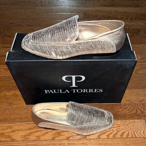 Paula Torres Handmade in Brazil Gold Leather Madrid Loafers Women’s 5